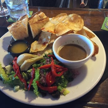 M & J Bistro - French dip comes with salad and shaved potatoes with blue cheese sauce. Yummy! - New American Near Me - Tracy, California M & J Bistro - French dip comes with salad and shaved potatoes with blue cheese sauce. Yummy! - New American Near Me - Tracy, California