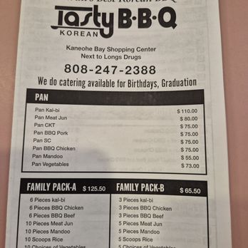 Tasty Korean BBQ 3 - Menu - Korean Near Me - Kaneohe, Hawaii Tasty Korean BBQ 3 - Menu - Korean Near Me - Kaneohe, Hawaii
