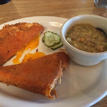 Kirley’s Family Dining - Inside out Grilled Cheese with Homemade Split Pea Soup - American Near Me - Ontario, Oregon