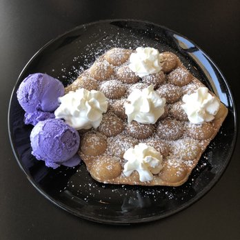 Urban Leaf Cafe - Egg waffle with ube ice cream and whipped cream - Desserts Near Me - Nutley, New Jersey