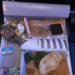 Condor - Meal selection for premium economy.  Apparently regular economy gets a small sandwich and water