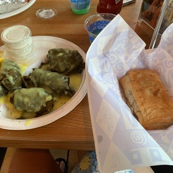 Niko Niko's - Dolmathes (left), Spanakopita (right) - Greek Near Me - Houston, Texas Niko Niko's - Dolmathes (left), Spanakopita (right) - Greek Near Me - Houston, Texas