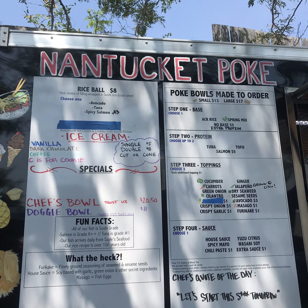Nantucket Poke - Menu July 2019 - Poke Near Me
