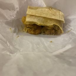 Shrimp roti. I cut it in half and saved half.