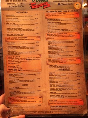 Menu photo 7 O'Toole's Irish Pub Brandon, FL