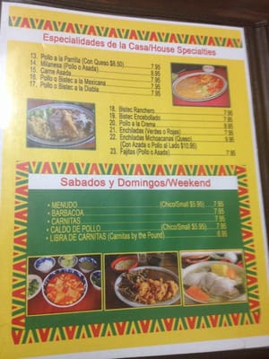 Menu photo 8 El Palmar Taqueria Merced, CA