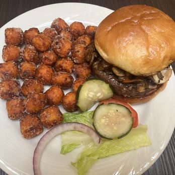Gold Bison Grill - Bison burger with sweet potato tots - American Near Me - Rapid City, South Dakota Gold Bison Grill - Bison burger with sweet potato tots - American Near Me - Rapid City, South Dakota