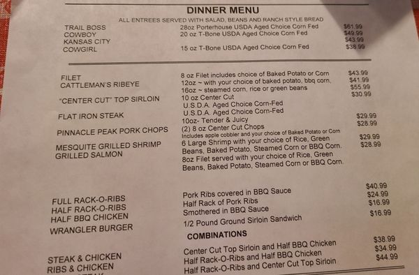 Menu photo 8 Pinnacle Peak Steakhouse San Dimas, CA Menu photo 8 Pinnacle Peak Steakhouse San Dimas, CA