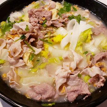 Bubble Waffle Cafe - Ironwood - Shredded lamb and pork noodles in way too much garlic minced pork soup - Noodles Near Me - Richmond, British Columbia