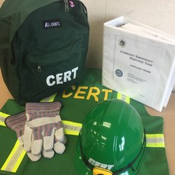 CERT Camarillo Community Emergency Response Team - Instructional manual & emergency starter kit (additional items in backpack) provided to participants.