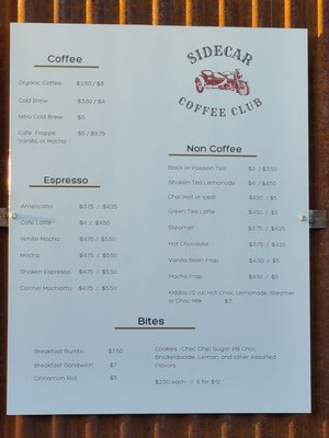 Menu photo 1 Sidecar Cafe  St. George, UT