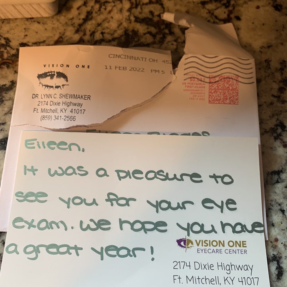 Vision One Eyecare Center - Received this today. What a nice thing to do - Optometrists Near Me - Fort Mitchell, Kentucky Vision One Eyecare Center - Received this today. What a nice thing to do - Optometrists Near Me - Fort Mitchell, Kentucky