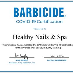 Amber Nails & Spa - Barbicide Covid-19 Certification