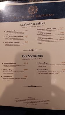 Menu photo 5 The Little India Restaurant Indianapolis, IN