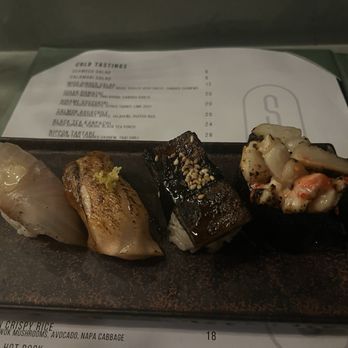 Sado - Eel, salmon belly, crab/scallop and I forget the other. Lol - Sushi Bars Near Me - St. Louis, Missouri Sado - Eel, salmon belly, crab/scallop and I forget the other. Lol - Sushi Bars Near Me - St. Louis, Missouri