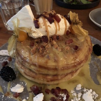 Catch 122 - THE BEST HOTCAKES of my entire life (whip on top, white pieces are meringue) - Breakfast & Brunch Near Me - North Vancouver, British Columbia Catch 122 - THE BEST HOTCAKES of my entire life (whip on top, white pieces are meringue) - Breakfast & Brunch Near Me - North Vancouver, British Columbia