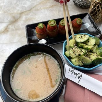 Wabi on Rose - Cucumber Salad Miso Soup Crispy Rice - Sushi Bars Near Me - Venice, California Wabi on Rose - Cucumber Salad Miso Soup Crispy Rice - Sushi Bars Near Me - Venice, California