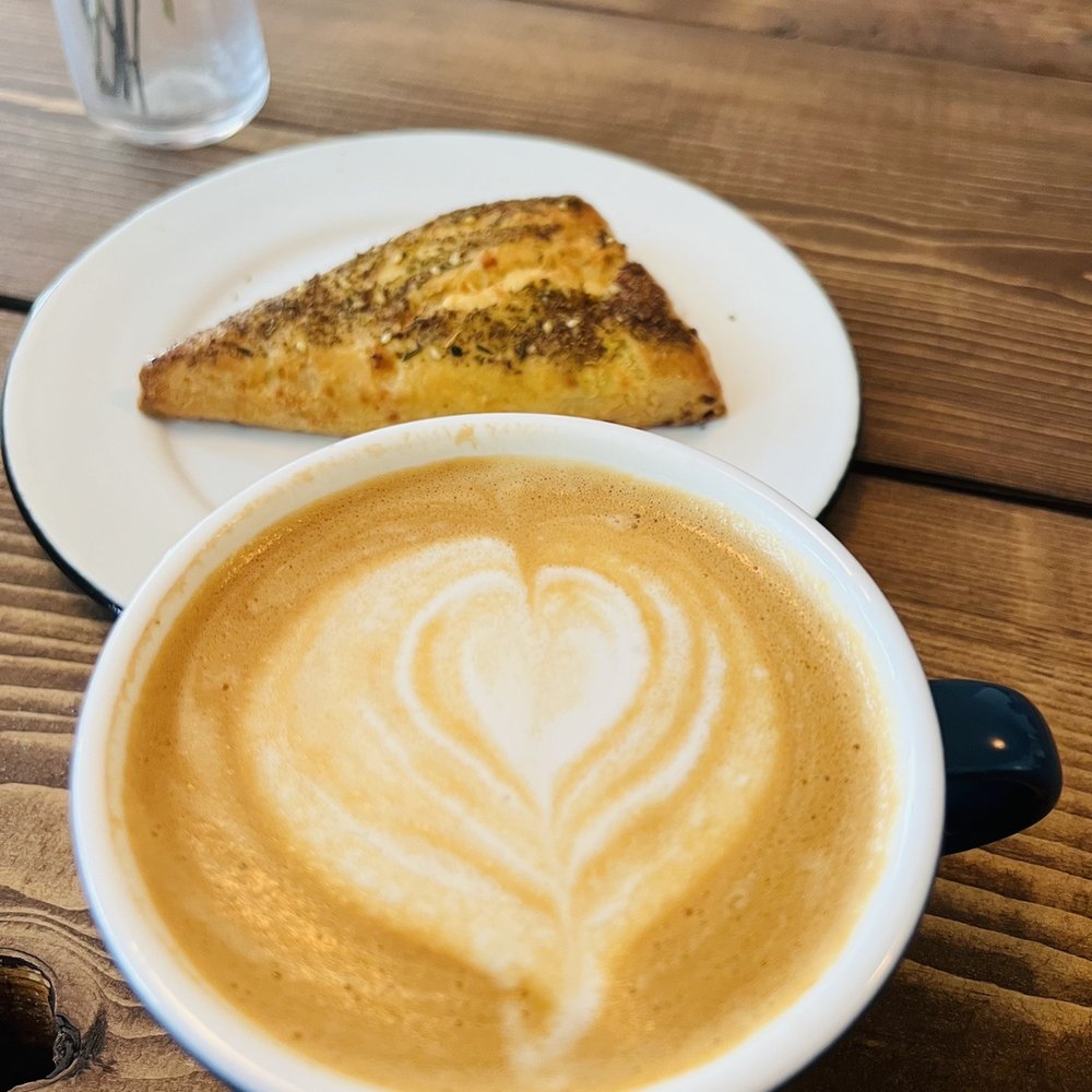 Faro - Latte with Macadamia Milk and Za'Atar scone - Cafes Near Me - Cambridge, Massachusetts Faro - Latte with Macadamia Milk and Za'Atar scone - Cafes Near Me - Cambridge, Massachusetts