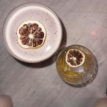 Mr. Mahjong's - Falling Mountain (left) Mango Black Tea Milk Punch (right) - Cocktail Bars Near Me - San Francisco, California Mr. Mahjong's - Falling Mountain (left) Mango Black Tea Milk Punch (right) - Cocktail Bars Near Me - San Francisco, California