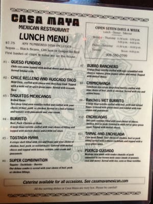 Menu photo 5 Casa Maya Gillette, NJ