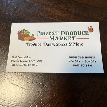 Forest Produce Market - Hours etc - Fruits & Veggies Near Me - Pacific Grove, California