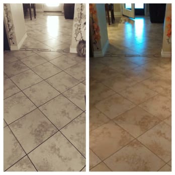 Final Touch Service - Check out the grout, still dirty on left. Nice and shiny on right - Carpet Cleaning Near Me