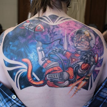 Dark Age Tattoo Studio - Cat in Space by Shanti Cameron https://instagram.com/shanticameron/ - Tattoo Near Me - Denton, Texas