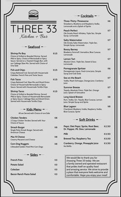 Menu photo 1 Three 33 Princeton, IA