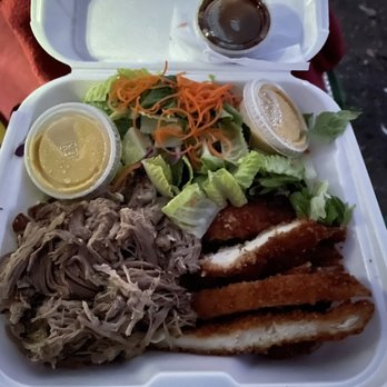 Island Style Cafe - Kalua pig and chicken Katsura double green salad - Hawaiian Near Me - Santee, California Island Style Cafe - Kalua pig and chicken Katsura double green salad - Hawaiian Near Me - Santee, California