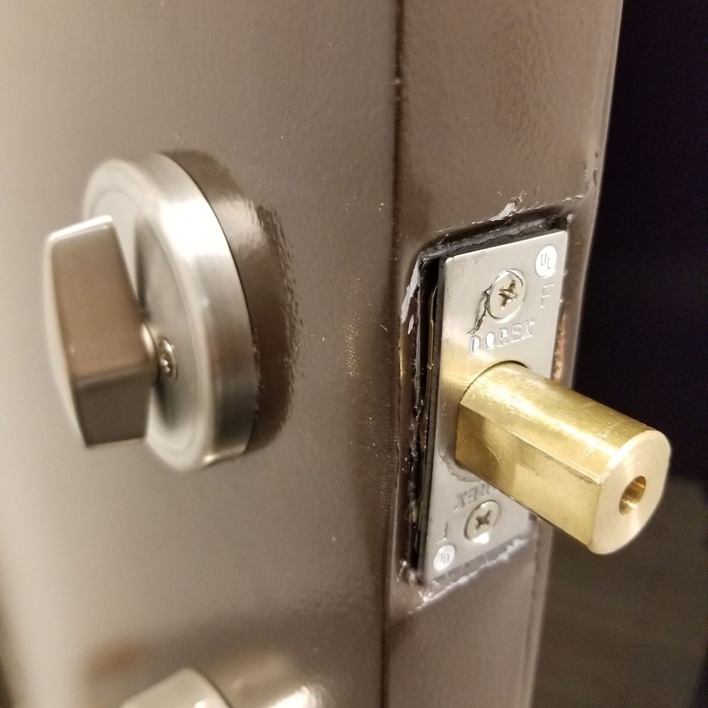 Vancity Locksmith - Recessed deadbolt plate is the proper way to install for commercial metal doors. - Keys & Locksmiths Near Me - New Westminster, British Columbia Vancity Locksmith - Recessed deadbolt plate is the proper way to install for commercial metal doors. - Keys & Locksmiths Near Me - New Westminster, British Columbia