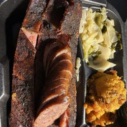 Delvin's Restaurant & Catering - 2 meat platter with Ribs and Jalapeño Sausage