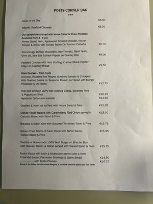Menu photo 1 Poet's Corner Ennis, CE