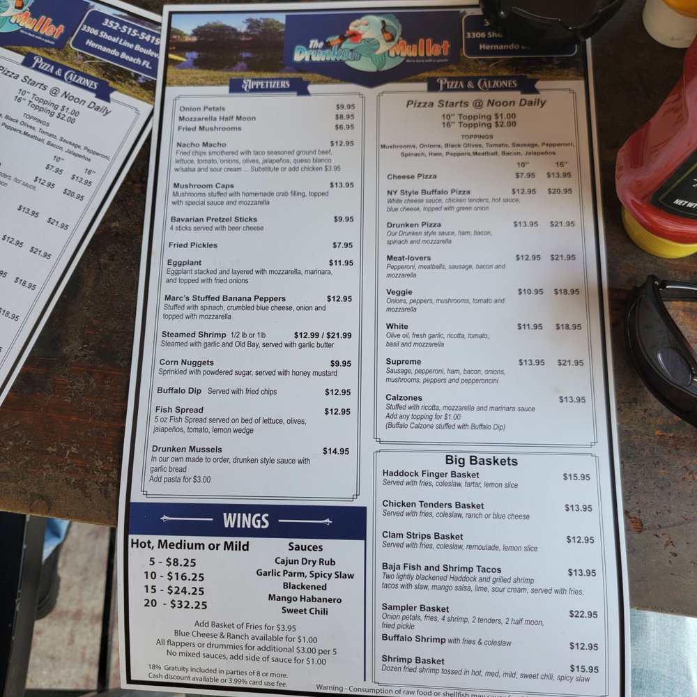 Drunken Mullet - Menu - Sports Bars Near Me - Hernando Beach, Florida Drunken Mullet - Menu - Sports Bars Near Me - Hernando Beach, Florida