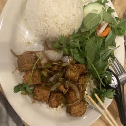 Fried tofu plate w extra goodness and blessings Fried tofu plate w extra goodness and blessings