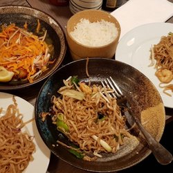 Chicken Katsu curry and prawn pad thai