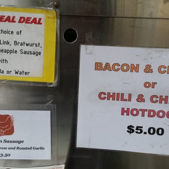 Dave's Dawgs - Bacon & cheddar = bacon bits and pre-packaged shredded cheese. - Hot Dogs Near Me - Mcclellan Park, California Dave's Dawgs - Bacon & cheddar = bacon bits and pre-packaged shredded cheese. - Hot Dogs Near Me - Mcclellan Park, California