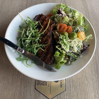Great Maple - Aged New York Steak and salad. One of the best around! - New American Near Me - Newport Beach, California Great Maple - Aged New York Steak and salad. One of the best around! - New American Near Me - Newport Beach, California