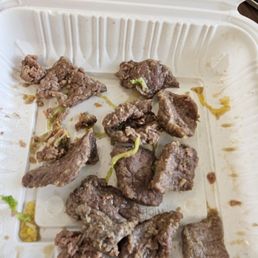 Slimy, mushy stringy beef. Slimy, mushy stringy beef.