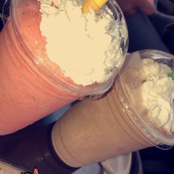 World Donuts - Strawberry banana smoothie & Kona Mocha Frappe!! Yummy!! - Donuts Near Me - Lomita, California World Donuts - Strawberry banana smoothie & Kona Mocha Frappe!! Yummy!! - Donuts Near Me - Lomita, California