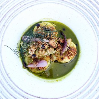 Table X - Potato Gnocchi. Christainsens farm park, wild ramps, pecorino, olive. - New American Near Me - Salt Lake City, Utah