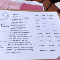 Goaty Hill Wines - Tasting menu $AUD3