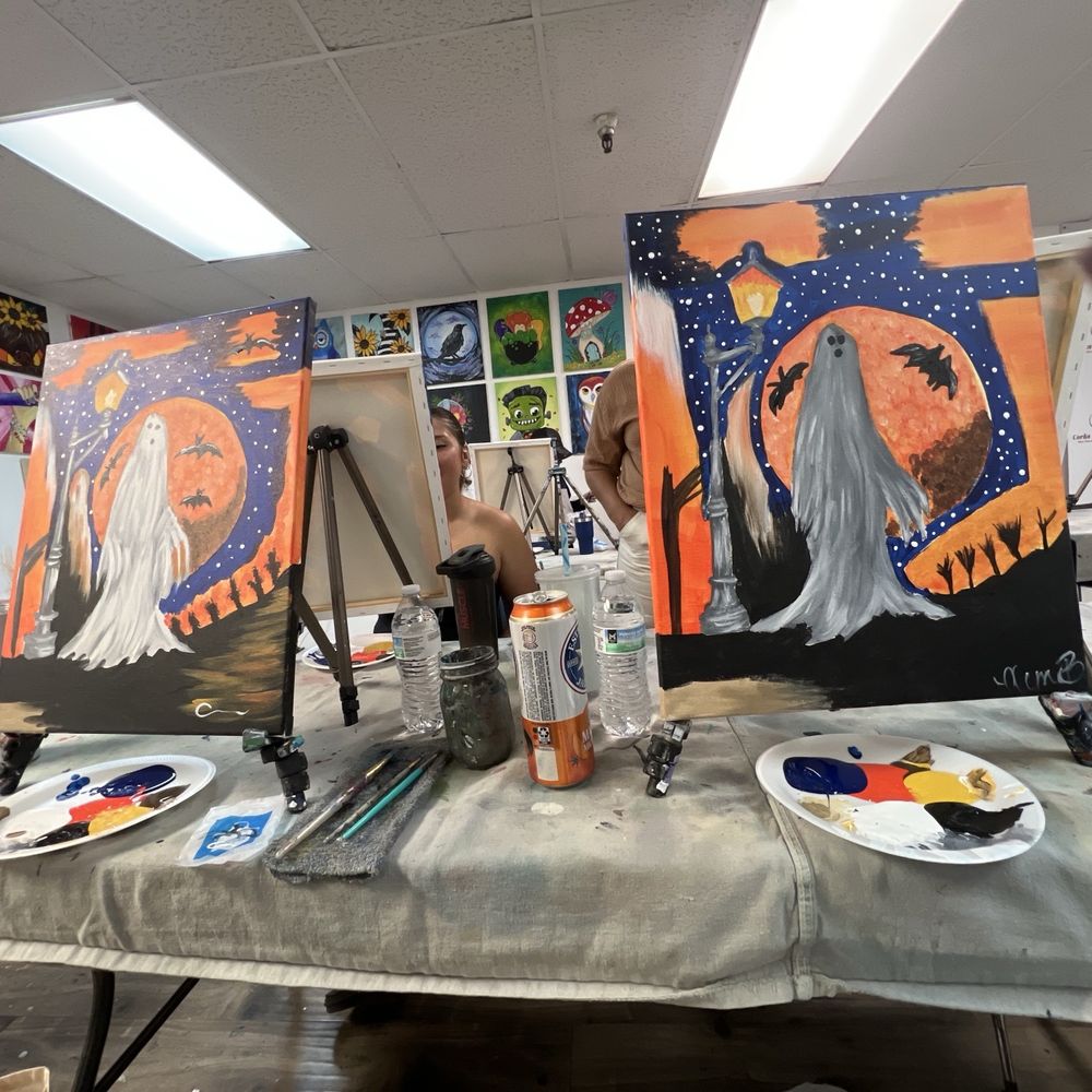 Corks & Strokes - Spooky ghost vibez - Paint & Sip Near Me - Bakersfield, California Corks & Strokes - Spooky ghost vibez - Paint & Sip Near Me - Bakersfield, California