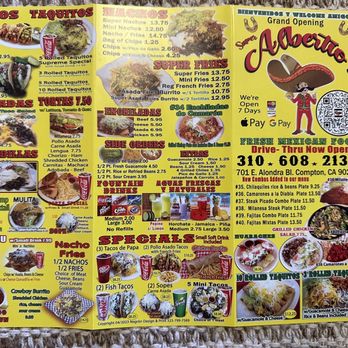 Albertio’s Fresh Mexican Food - Menu - Mexican Near Me - E Rancho Dominguez, California