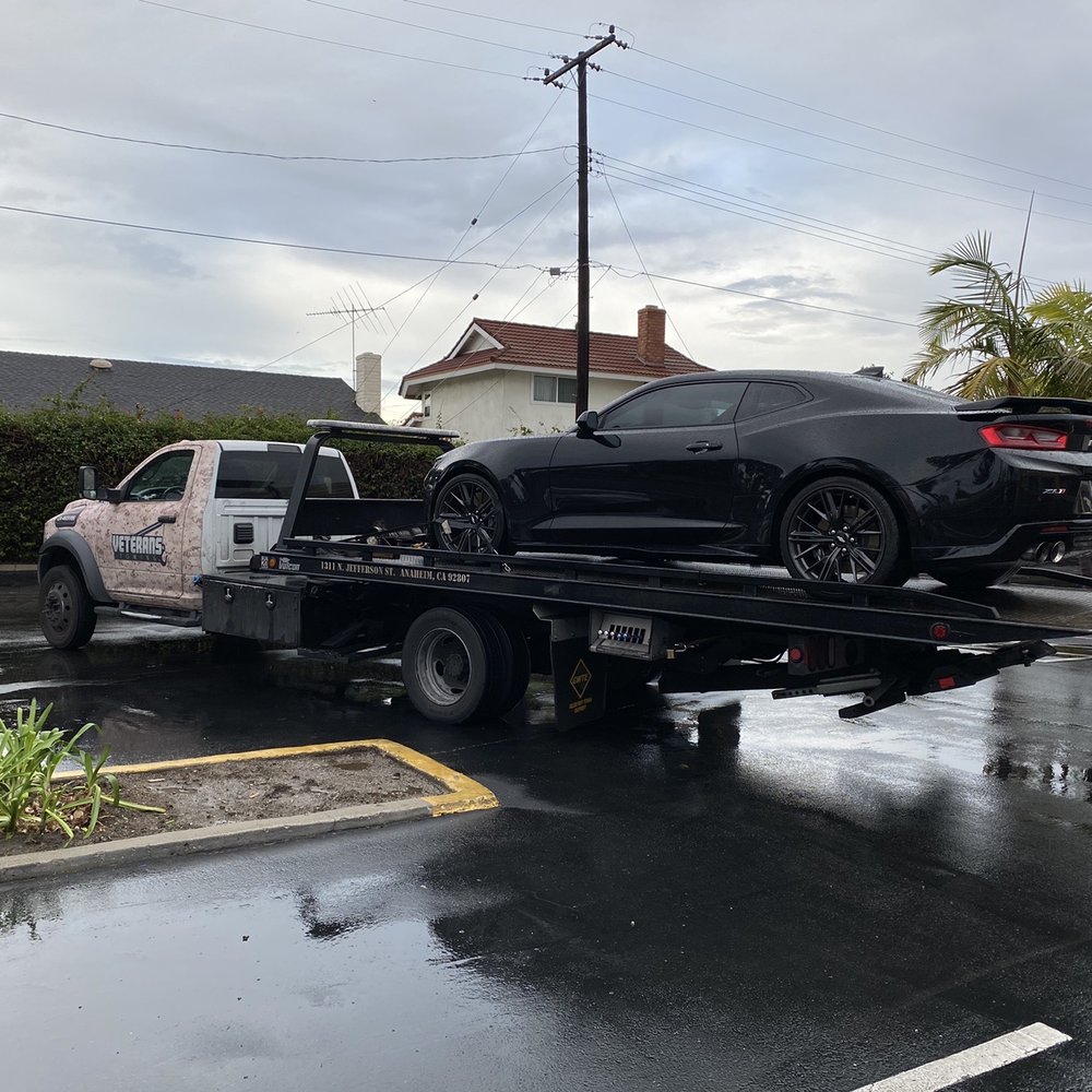 Veterans Towing - Car on tow truck. - Towing Near Me - Fullerton, California Veterans Towing - Car on tow truck. - Towing Near Me - Fullerton, California