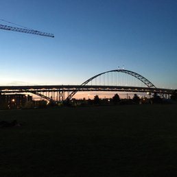 A fine park to enjoy a sunset over the Fremont bridge as the headlights of motorists whizz by like shooting stars in the night sky. A fine park to enjoy a sunset over the Fremont bridge as the headlights of motorists whizz by like shooting stars in the night sky.