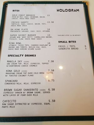 Menu photo 3 Hologram San Francisco, CA