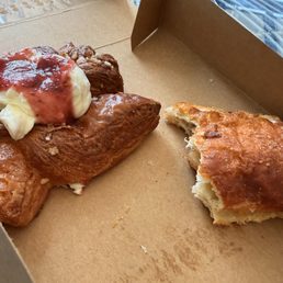 Strawberries and cream pasty and the Poached pear pastry