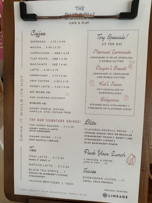Menu photo 5 The Burrow Cafe and Play Orlando, FL