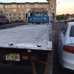 Morristown Auto Body - 8:20 pm on 7/10/2016. Not sure how we were supposed to get into our car after the truck double parked and blocked the driver side door.