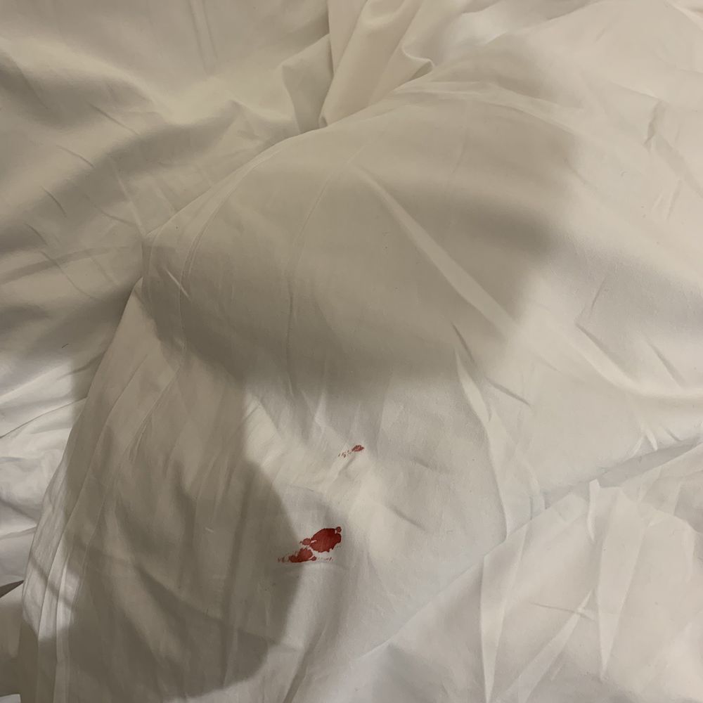 Blood stained comforter